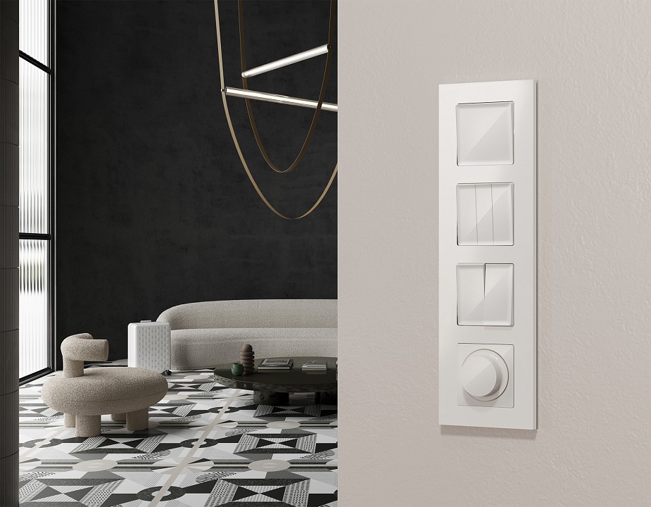 Выключатель перекрестный двухклавишный без рамки Ambrella Volt MA MA103030