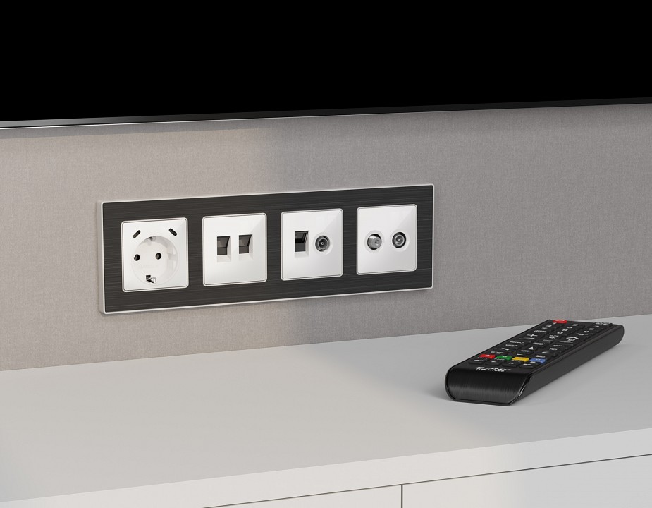 Механизм ТВ-розетки оконечные и розетки Ethernet RJ-45 со шторкам Ambrella Volt MA MA112510