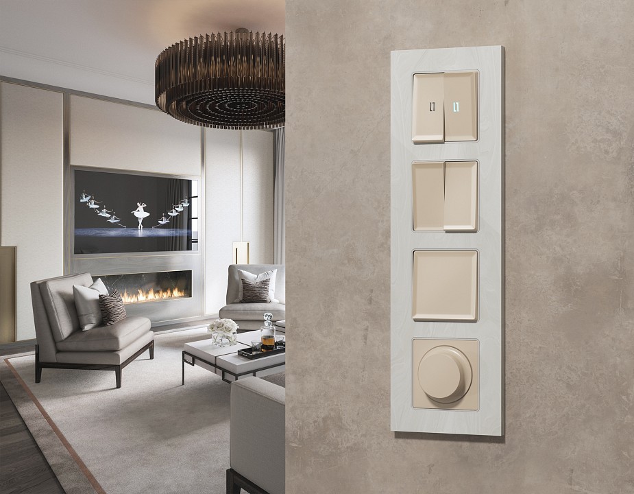 Выключатель перекрестный двухклавишный без рамки Ambrella Volt MA MA323030