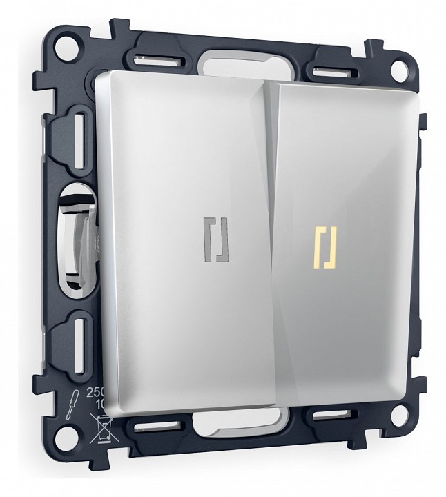 Выключатель двухклавишный с подсветкой без рамки Ambrella Volt Quant MA404010