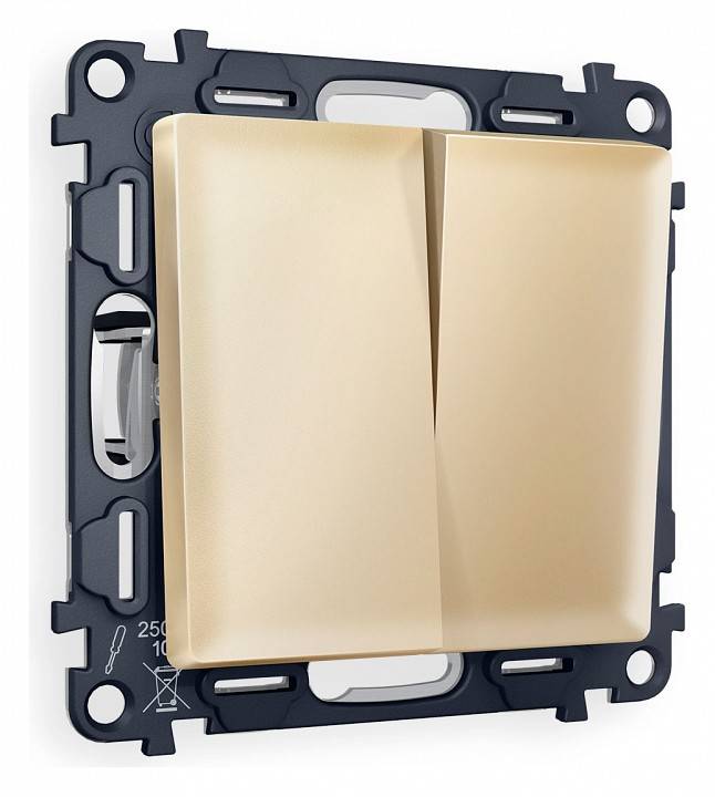 Выключатель двухклавишный без рамки Ambrella Volt Quant MA603010