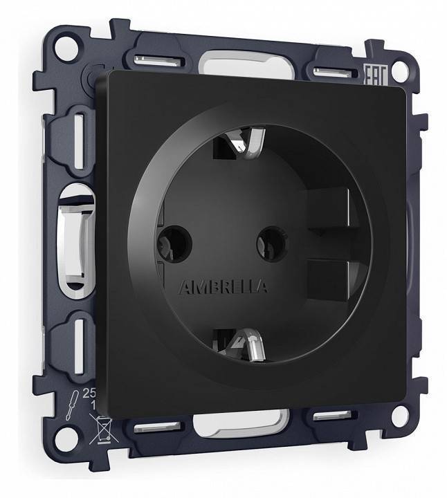 Розетка с заземлением, без рамки Ambrella Volt Quant MA806010