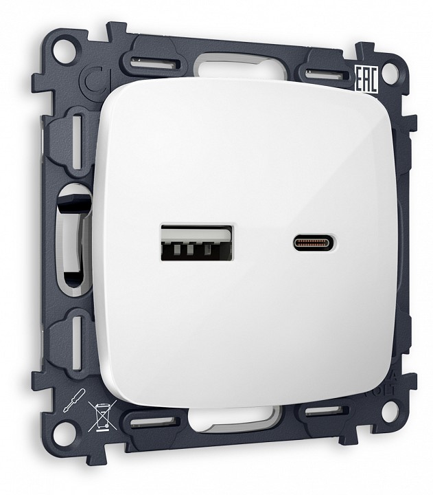 Розетка 2хUSB type A и C без рамки Ambrella Volt MO MO111010