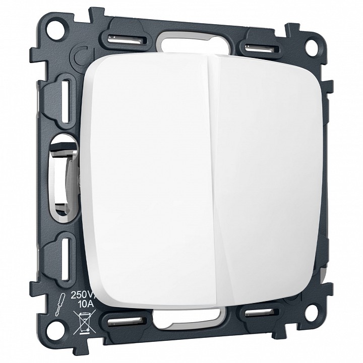 Выключатель перекрестный двухклавишный без рамки Ambrella Volt OMEGA MO123030