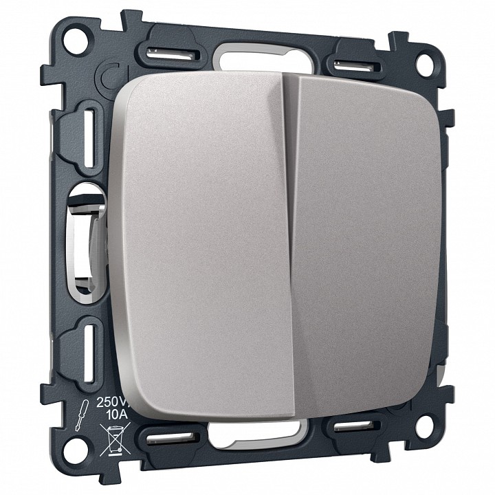 Выключатель перекрестный двухклавишный без рамки Ambrella Volt OMEGA MO503030