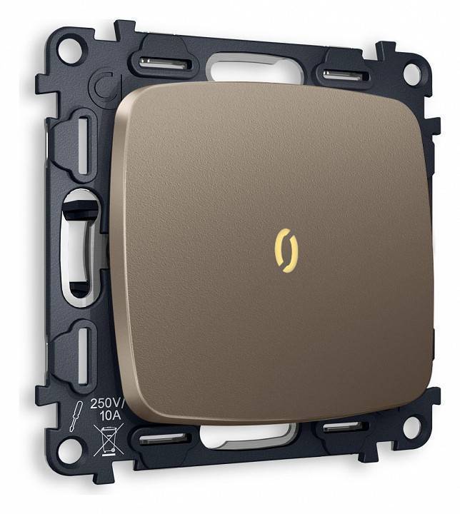 Выключатель проходной одноклавишный с подсветкой без рамки Ambrella Volt Quant MO632030