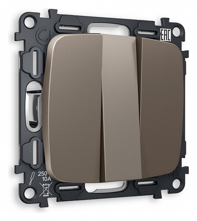 Выключатель трехклавишный без рамки Ambrella Volt Quant MO635010