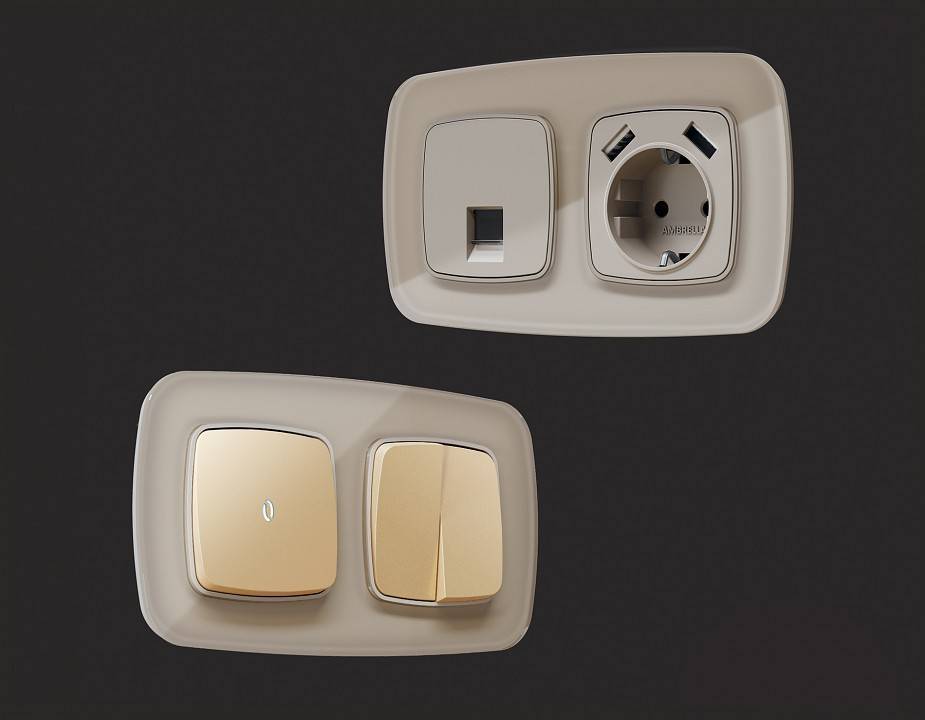 Рамка на 3 поста Ambrella Volt Radian Стекло натуральное OF350603