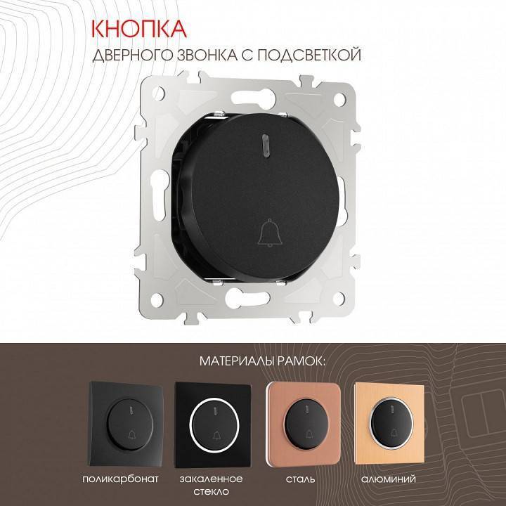 Кнопка звонка для жалюзи с подсветкой без рамки Arte Milano 202 202.37-1.black