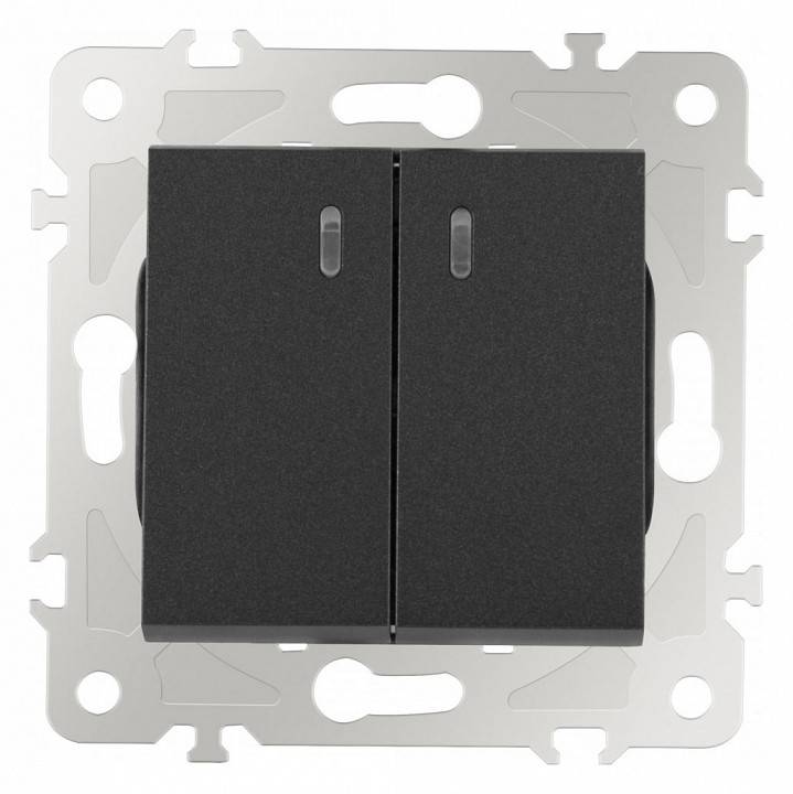 Выключатель двухклавишный с подсветкой без рамки Arte Milano 203 203.31-2.black