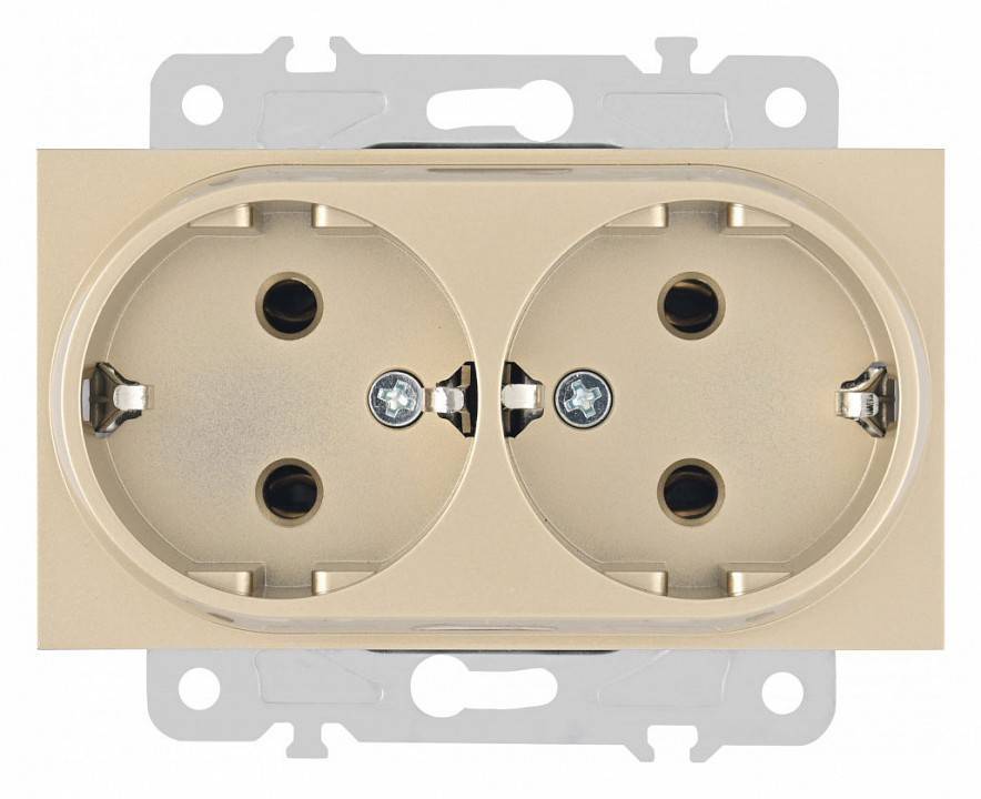 Розетка двойная с заземлением, без рамки Arte Milano am-203 203.40-2.shampan