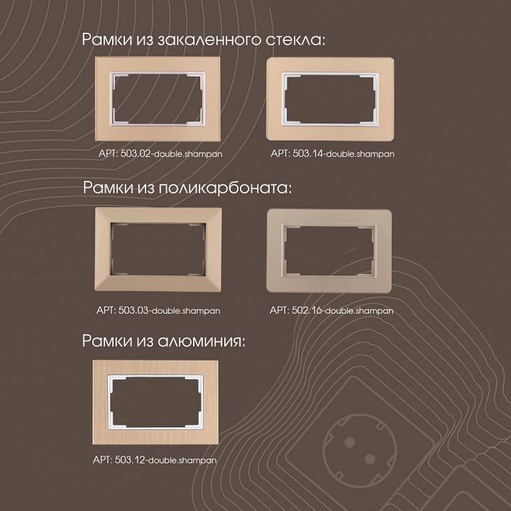 Розетка двойная с заземлением, без рамки Arte Milano am-203 203.40-2.shampan