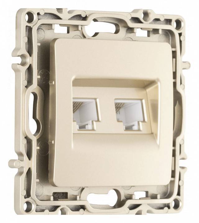 Розетка двойная RJ-11 и Ethernet RJ-45, без рамки Arte Milano am-217 217.44-1.shampan