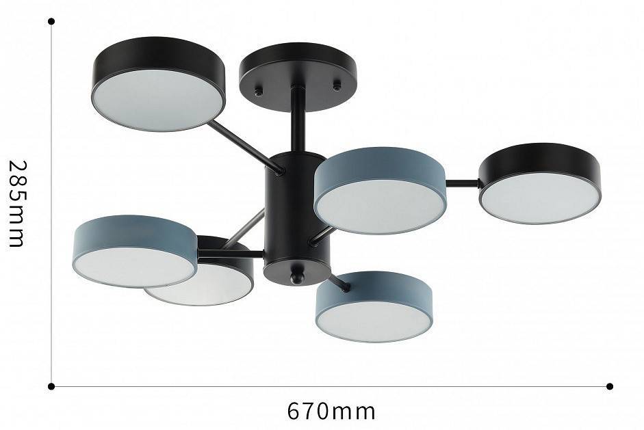 Люстра на штанге Arte Milano Ferrara 6 ламп светодиодная 250906/6B Bk/Gr