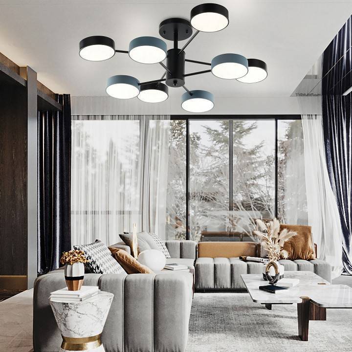 Люстра на штанге Arte Milano Ferrara 8 ламп светодиодная 250906/8B Bk/Gr