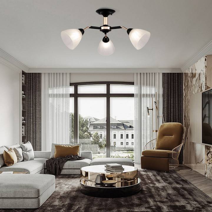 Люстра на штанге Arte Milano Napoli 3 лампы 324108/3 BK+FG