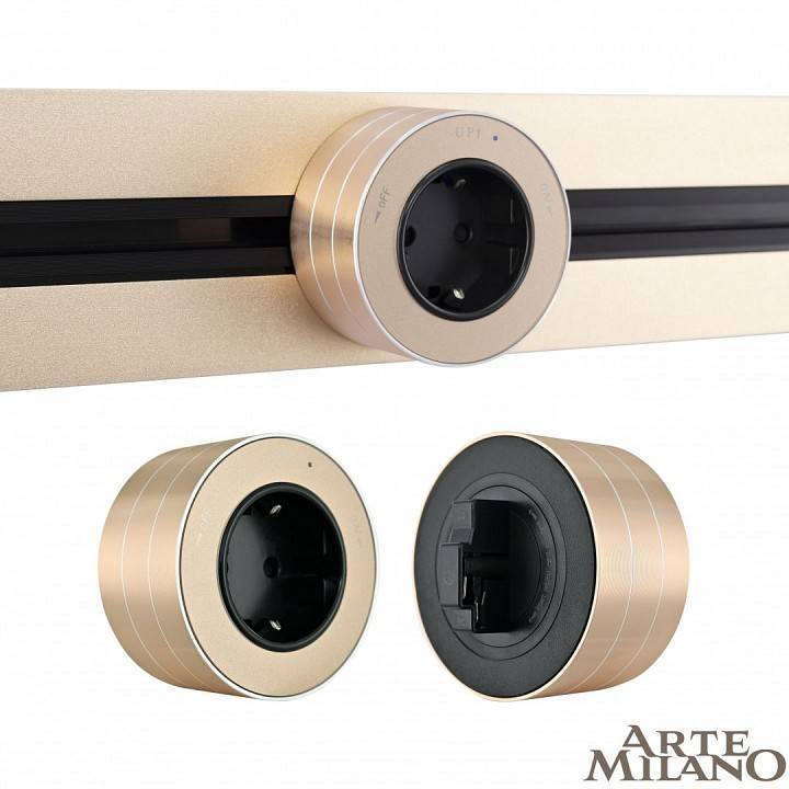 Розетка с заземлением для трека Arte Milano Am-track-sockets золото 380011TS/ES Gold