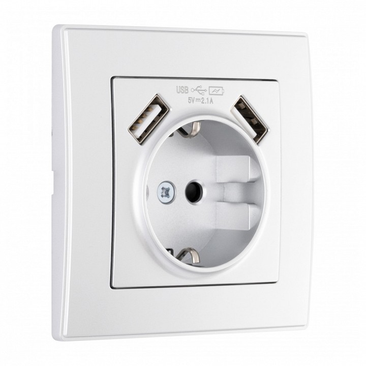 Розетка с заземлением и со шторкой и 2хUSB Arte Milano SET06-1 SET06-1-47-1 silver