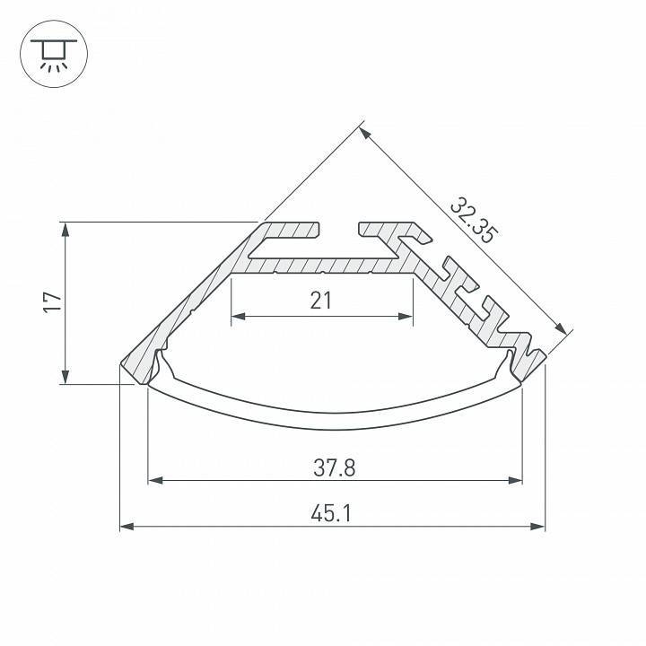 Профиль Arlight KLUS-P45-2000 ANOD 020898