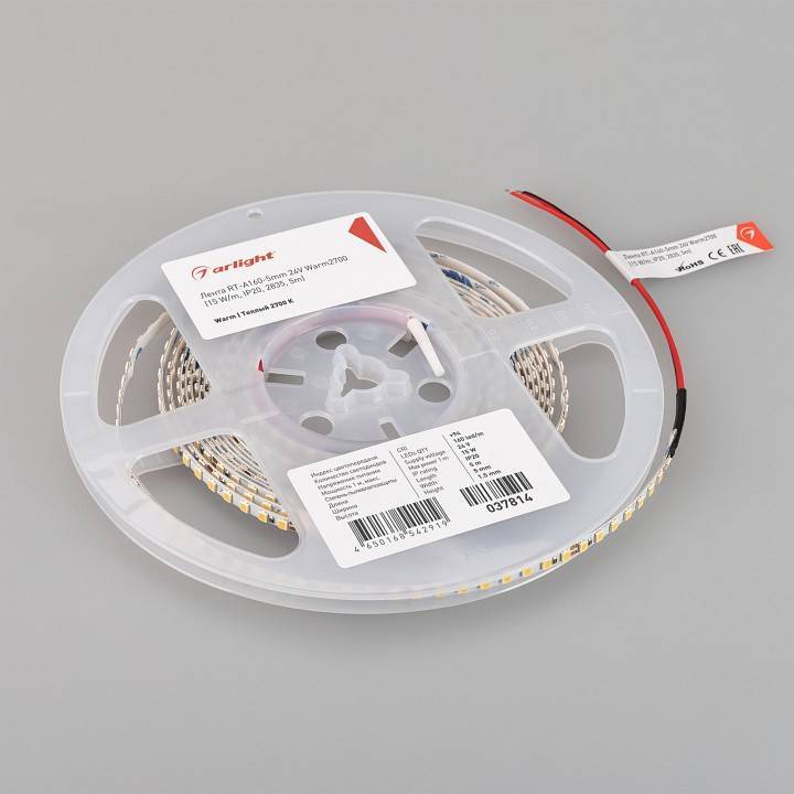 Лента светодиодная Arlight RT-A160-5mm 24V Warm2700 037814