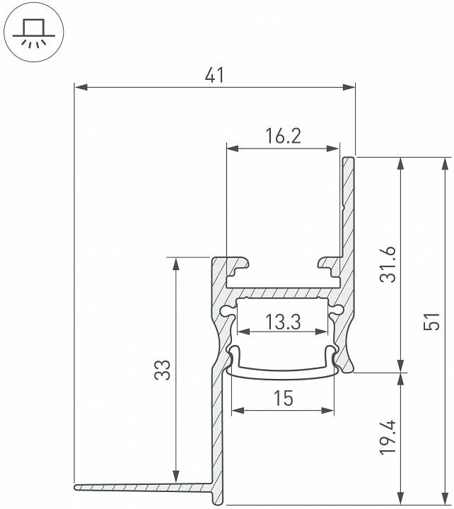 Профиль для контурной подсветки ГКЛ потолка Arlight ARH-CEIL 45554