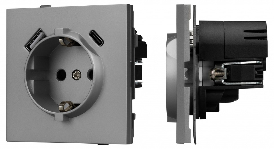 Розетка 2хUSB type A и C без рамки Arlight SCT-TENDO 054088