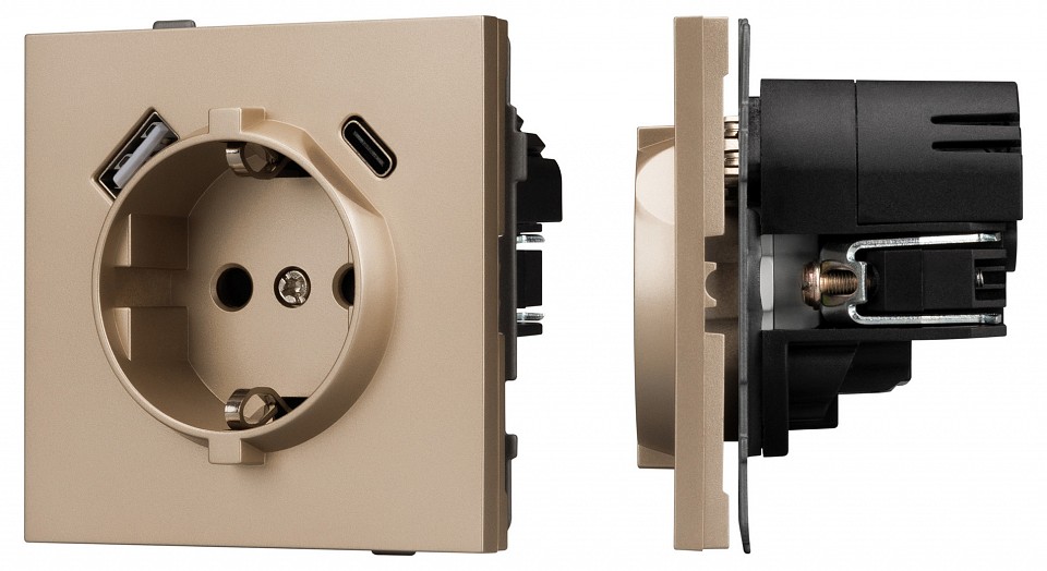 Розетка 2хUSB type A и C без рамки Arlight SCT-TENDO 054089