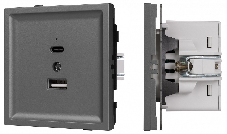 Розетка 2хUSB type A и C без рамки Arlight SCT-TENDO 054538