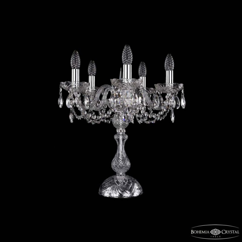 Настольная лампа декоративная Bohemia Ivele Crystal 1402 1402L/5/141-47 Ni