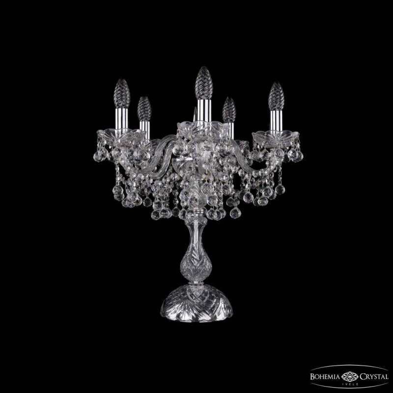 Настольная лампа декоративная Bohemia Ivele Crystal 1409 1409L/5/141-47 Ni