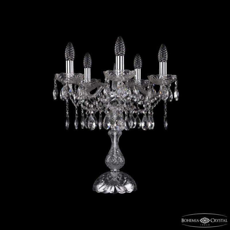 Настольная лампа декоративная Bohemia Ivele Crystal 1413 1413L/5/141-47 Ni