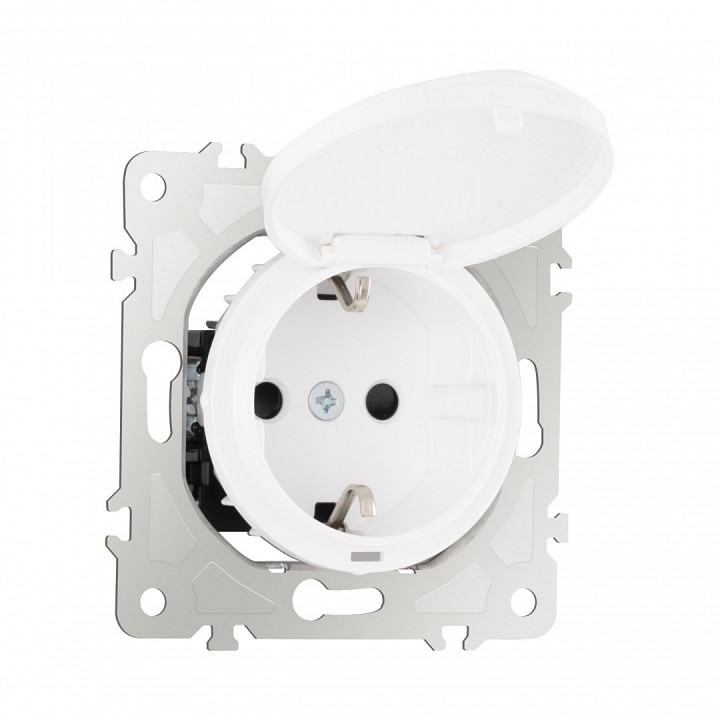 Розетка с заземлением, шторками и крышкой Arte Milano am-202 202.41-1.white