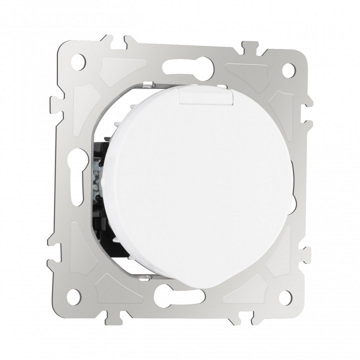 Розетка с заземлением, шторками и крышкой Arte Milano am-202 202.41-1.white