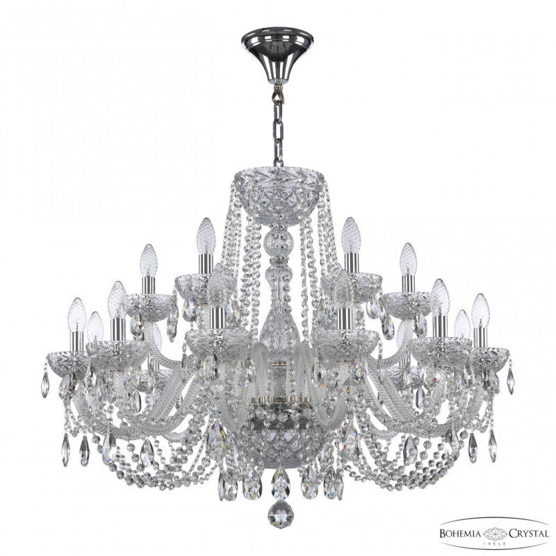 Подвесная люстра Bohemia Ivele Crystal 5402 5402/12+6/300 Ni Clear/M-1F