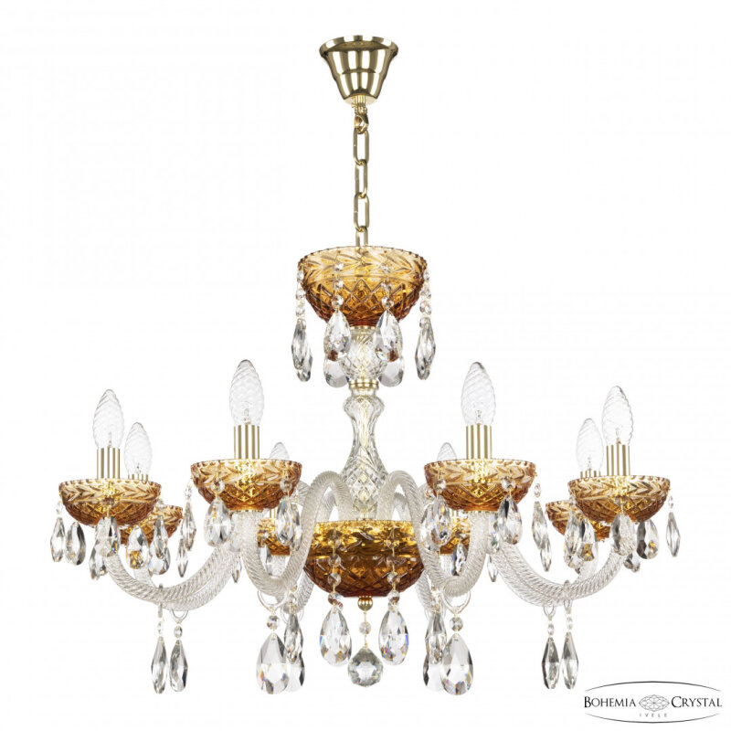 Подвесная люстра Bohemia Ivele Crystal 5417 5417/8/240 G Amber/M-1F