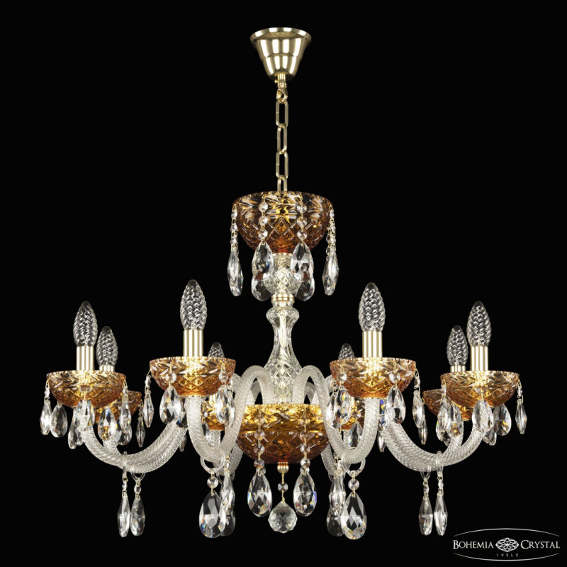 Подвесная люстра Bohemia Ivele Crystal 5417 5417/8/240 G Amber/M-1F