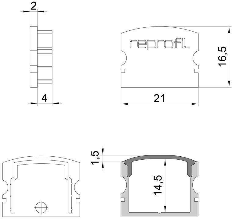 Набор заглушек для профиля Deko-Light F-AU-02-15 серебристый (10 шт) 978571