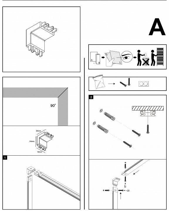 Соединитель угловой внутренний для накладных треков Denkirs AIR BASE TR5212-BK