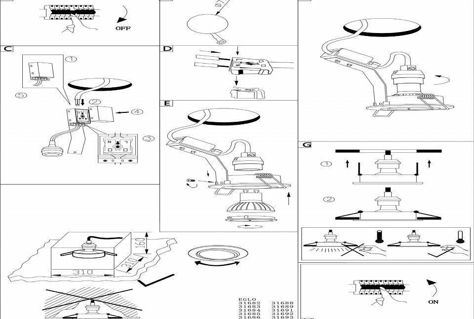 Встраиваемый светильник Eglo Tedo GU10 31688