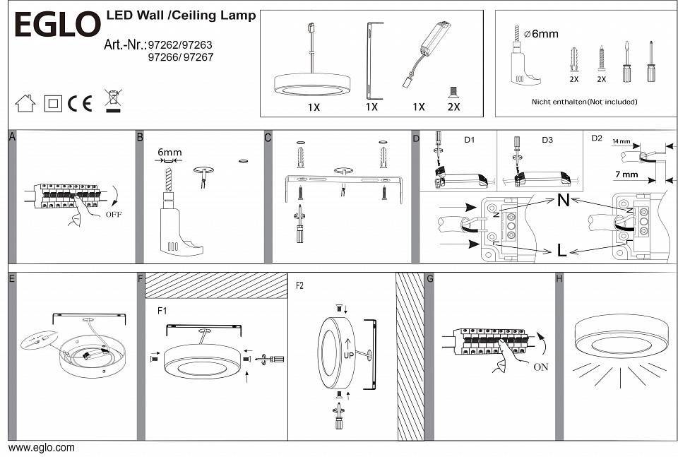 Светильник накладной Eglo Fueva 1 10.9 Вт 170 мм 97263
