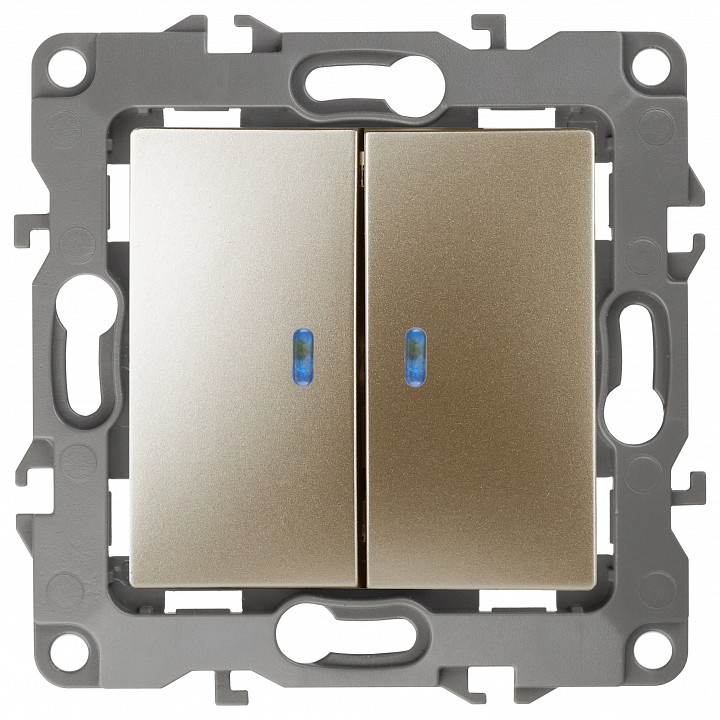 Выключатель двухклавишный с подсветкой без рамки Эра Эра 12 12-1004-06