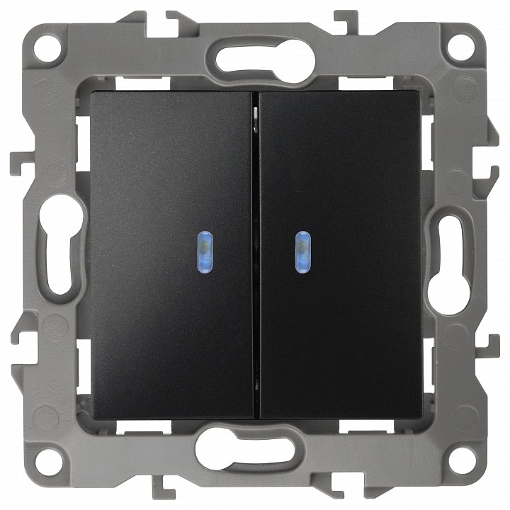 Выключатель двухклавишный с подсветкой без рамки Эра Эра 12 12-1004-06