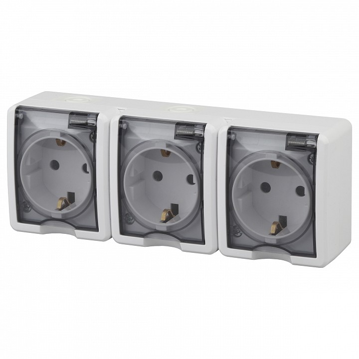 Розетка четверная с заземлением с крышкой Эра Эра Эксперт 11-2405-01