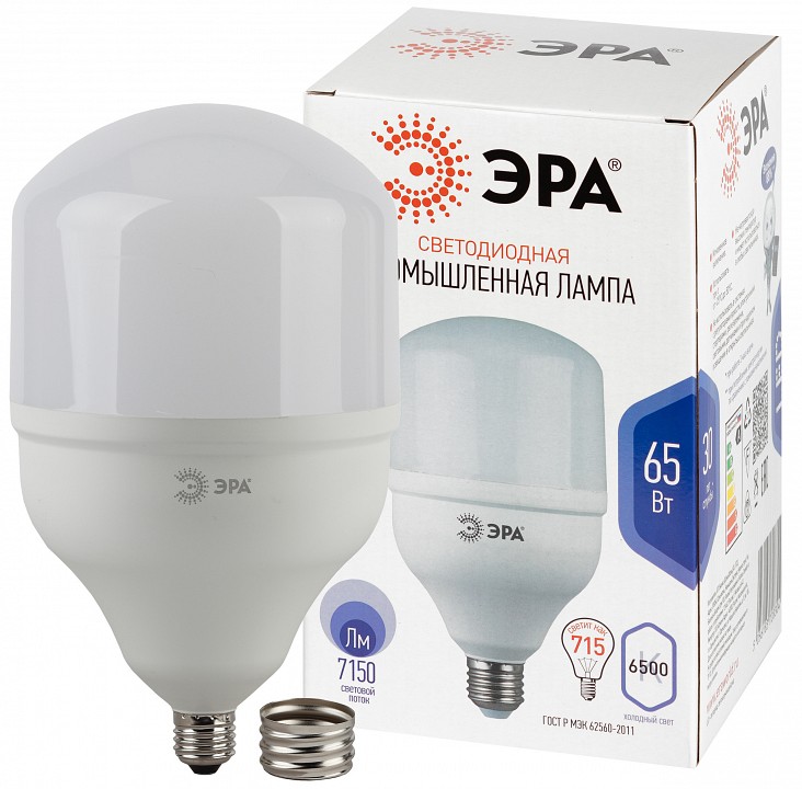 Лампа светодиодная ЭРА Стандарт E27/E40 65 Вт 6500 K LED POWER T140-65W-6500-E27/E40