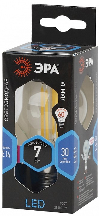 Лампа светодиодная филаментная ЭРА F-LED Шар P45 7 Вт E14 4000 К F-LED P45-7W-840-E14