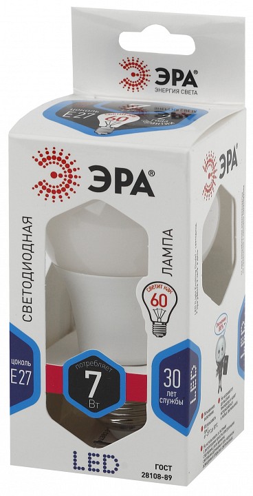 Лампа светодиодная Эра Стандарт LED A60-7W-840-E27
