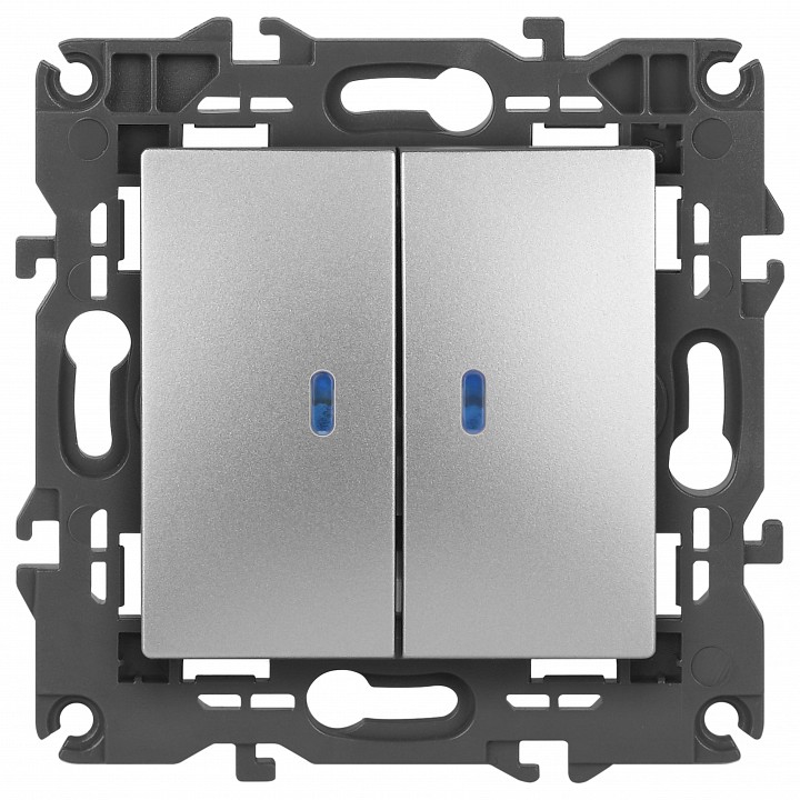 Выключатель двухклавишный с подсветкой без рамки Эра Эра Elegance 14-1105-03