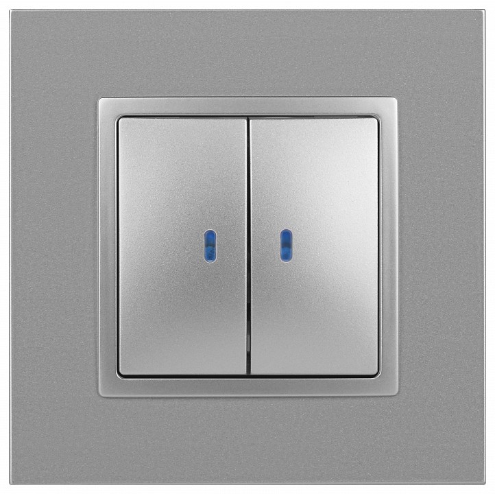 Выключатель двухклавишный с подсветкой без рамки Эра Эра Elegance 14-1105-03