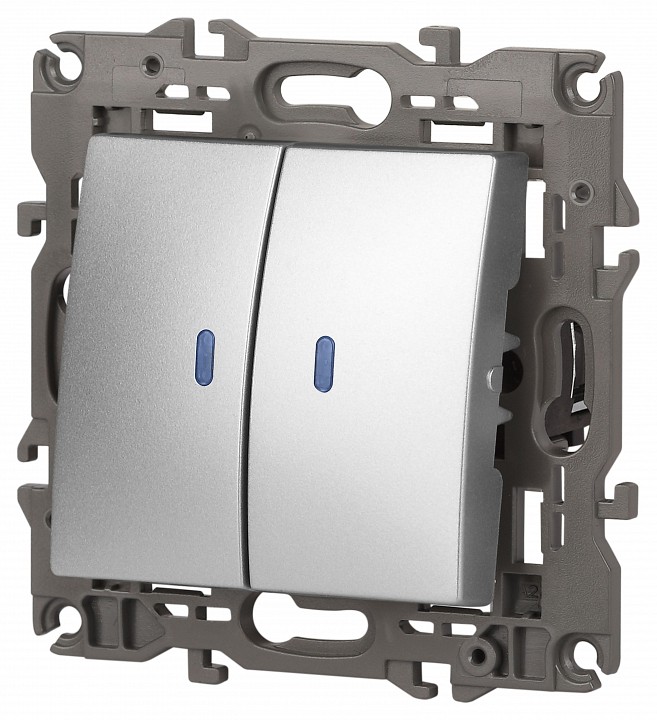 Выключатель двухклавишный с подсветкой без рамки Эра Эра Elegance 14-1105-03