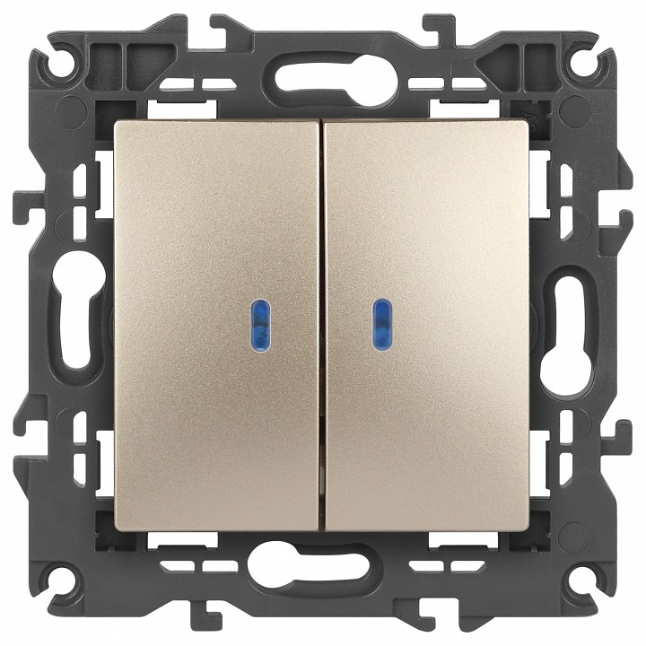 Выключатель двухклавишный с подсветкой без рамки Эра Эра Elegance 14-1105-04